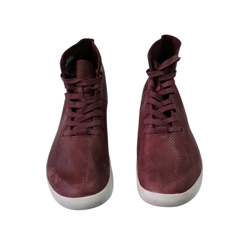 NOBULL Outwork High Top Leather Trainers Mens‎ 7.5 Womens 9 Burgundy Perforated - Picture 2 of 5